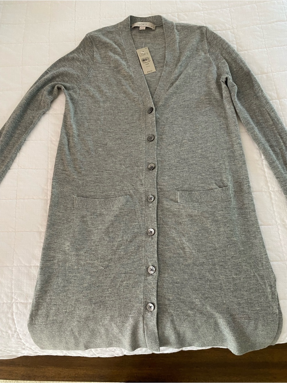 LOFT Gray Long Button-Up Women's Cardigan